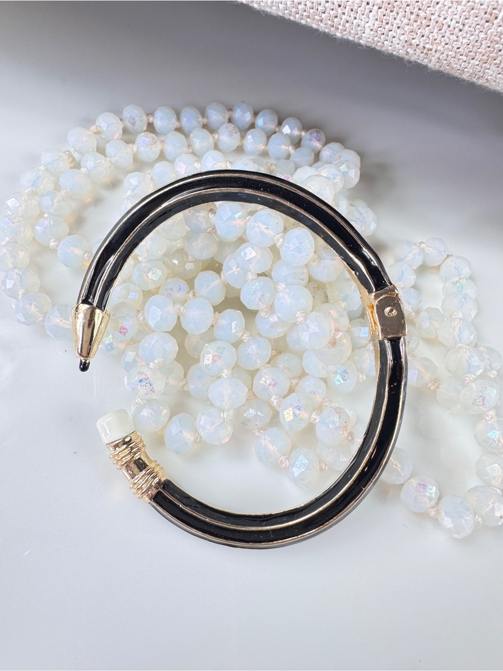 Eraser & Pencil Black and Gold Hinged Bangle Bracelet - Picture 2 of 6